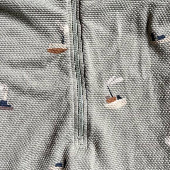 H&M 12-18 month Kids One Piece swimsuit rashguard in Green with Boat Pattern - Picture 5 of 9